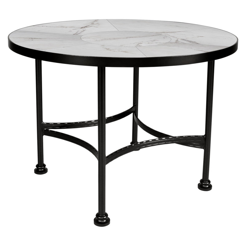 Classico Outdoor Round Dining Table, Carbon Black, 42" W x 42" L x 29.75" H, Pallazo White