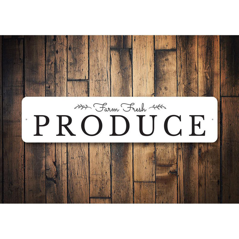 Enseigne en aluminium Farm Fresh Produce, H 6 po x l 24 po x P 0,06 po