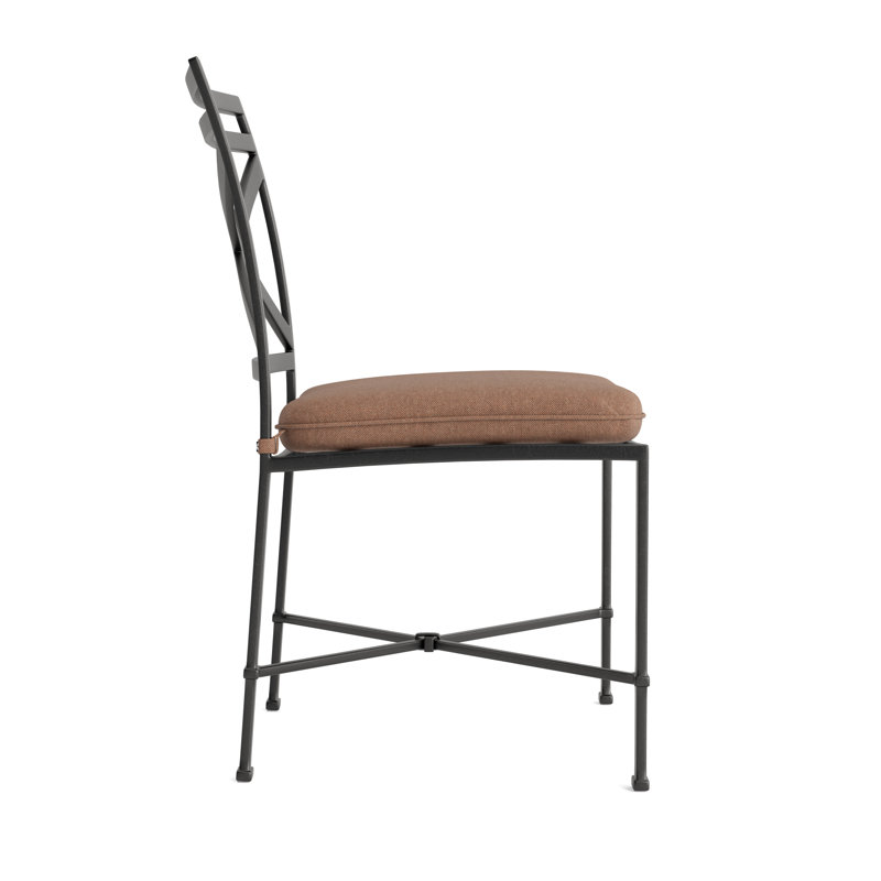 Venetian Outdoor Dining Side Chair, Fusion Clay, Textured Pewter, Brown