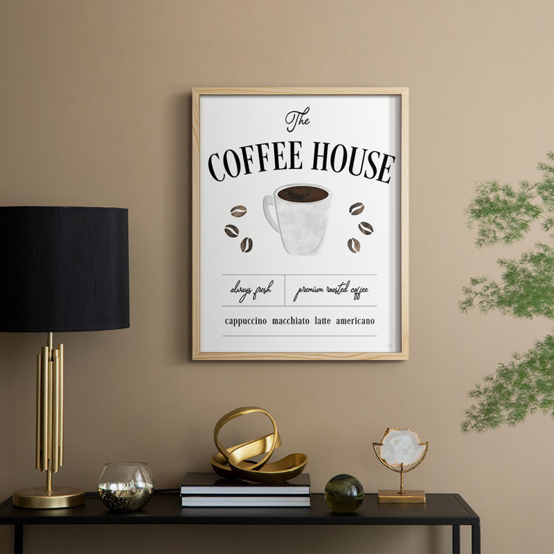 «Always Fresh Coffee House», reproduction encadrée - bois massif, Naturel, H 11 po x l 9 po