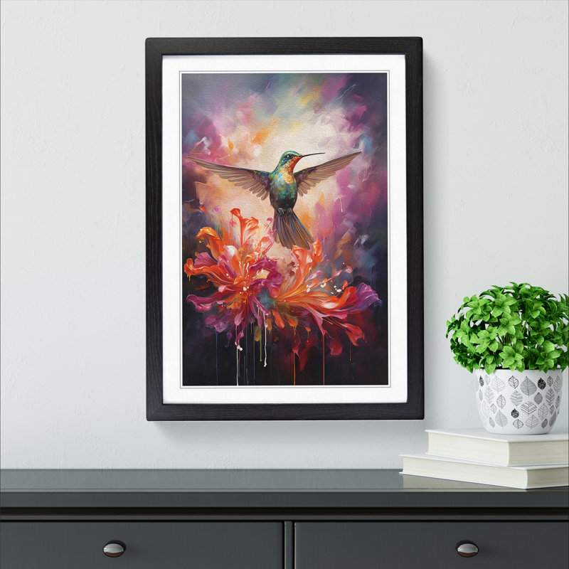 Hummingbird Contemporary No.2 - Framed Print, 64cm H x 46cm W x 2cm D, Black Framed