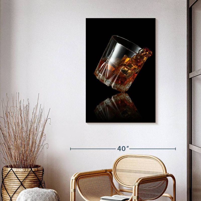 Whiskey Glass Reflection Canvas Print, 39" H x 26" W x 1.25" D