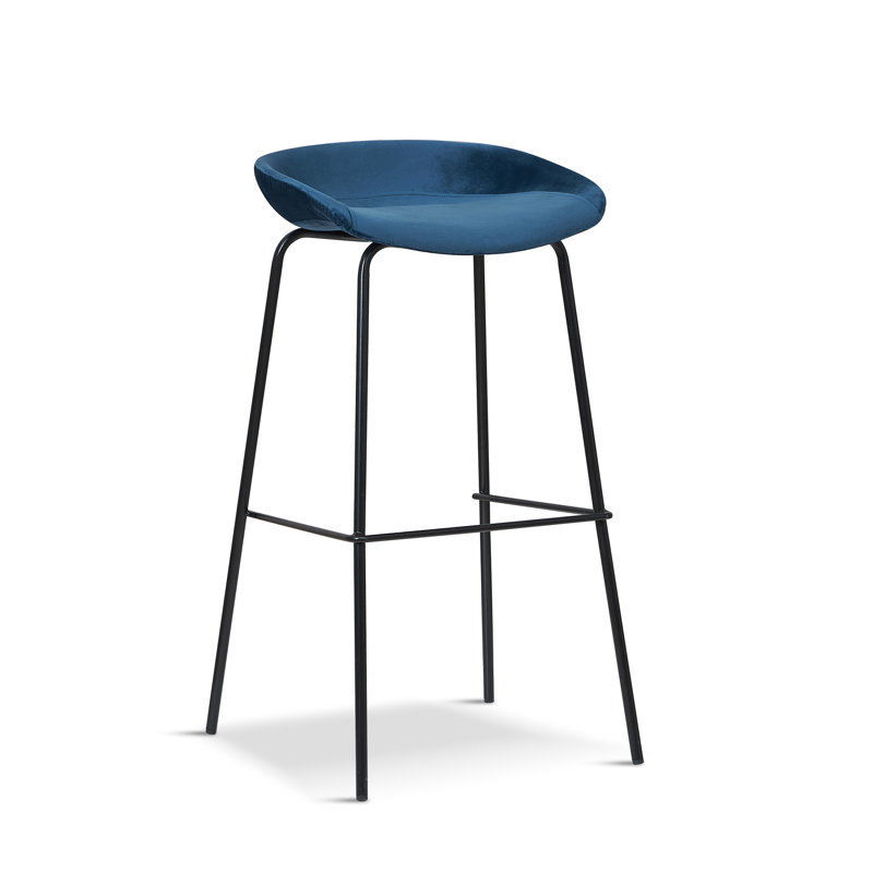 Walther Counter Stool with Solid Wood Frame, 72.5", Midnight Blue