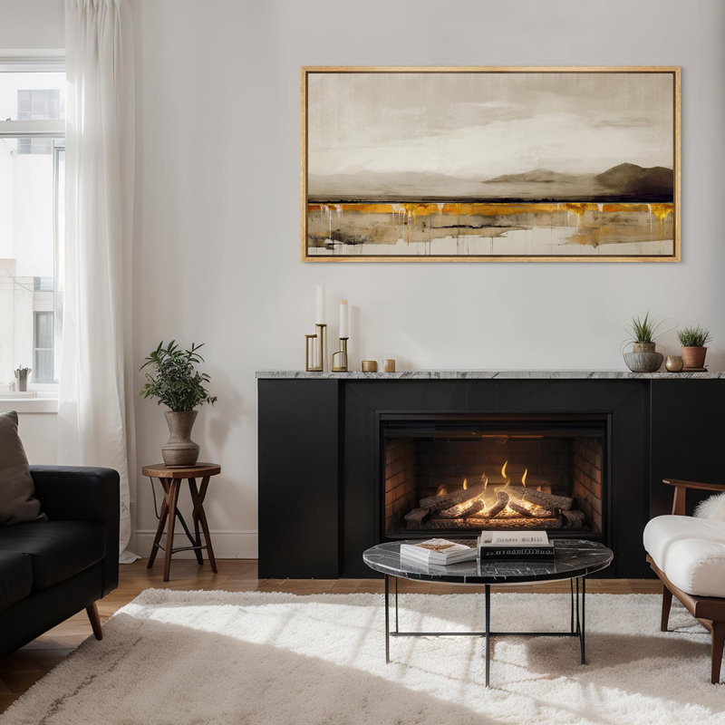 «Minimal Landscape Abstract Earth Tones Nature Landscape», reproduction d'art sur toile, H 30 po x l 60 po, Naturel