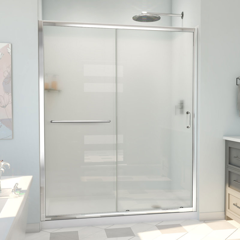 60" W x 34" D x 78" H Semi-Frameless Rectangle Shower Kit, Chrome
