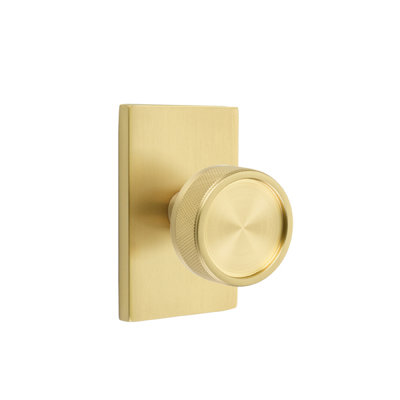 Emtek Select Privacy Knobset w/ Modern Rectangle Rosette, Conical Stem & Knurled Knob