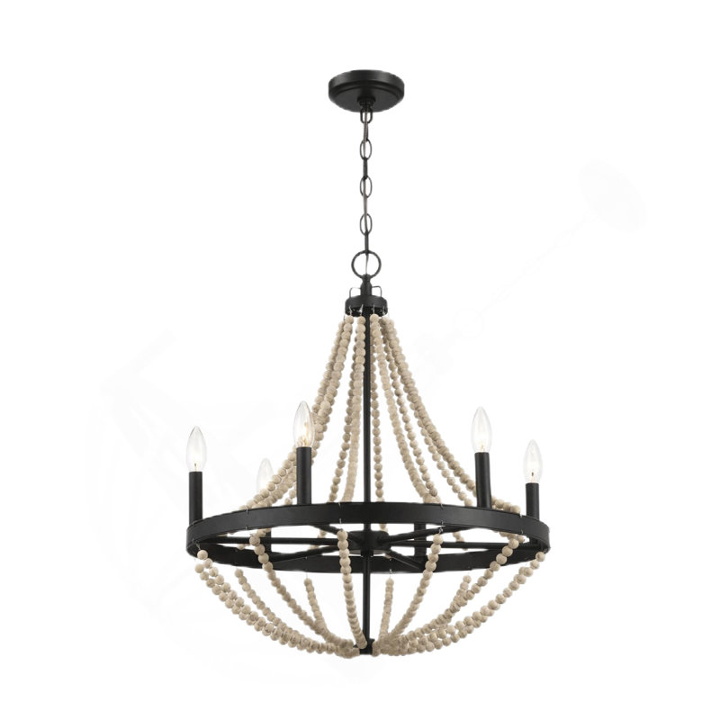 Luminaire suspendu en bois perlé noir Starry