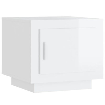 Coffee Table High Gloss White 51X50x45 Cm Engineered Wood