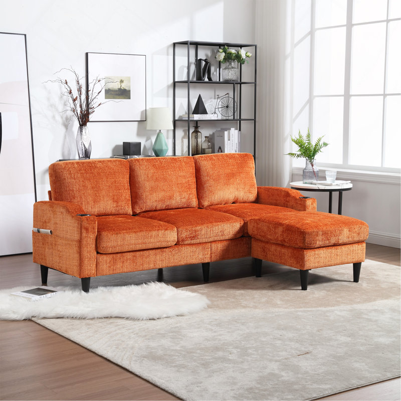 Canapé de rangement / Canapé modulaire, Chenille orange