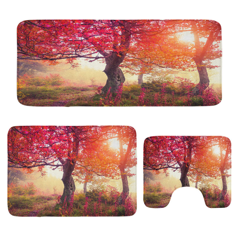  Ensemble de tapis pour salle de bain 3 pièces Nature