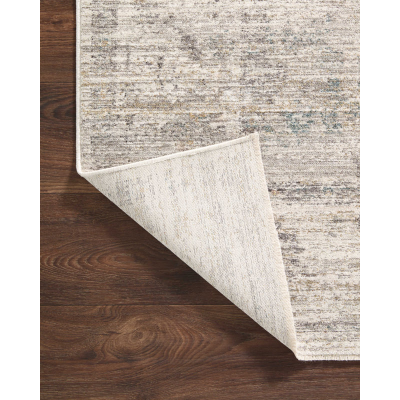 Millie Silver and Dove Floral Wool Area Rug 5' x 8'