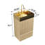 Meuble-lavabo en chêne rayé de 20 po, lavabo en métal doré brossé, porte à fermeture douce, poignée dissimulée, tiroir de qualité intégrée E1, conception facile à nettoyer