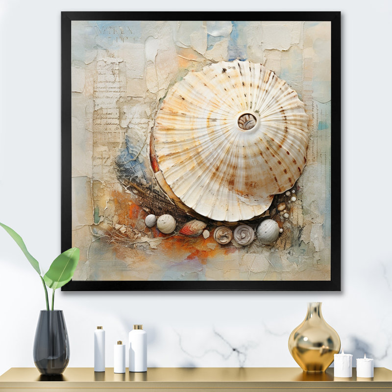 Abstract Seashell Treasures I - Animals Wall Decor, H 30 po x l 30 po x P 1 po, Cadre simple noir