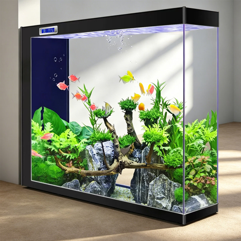 Aquarium 100 à 110 gallons en acrylique moderne Eco, 39.37, Noir