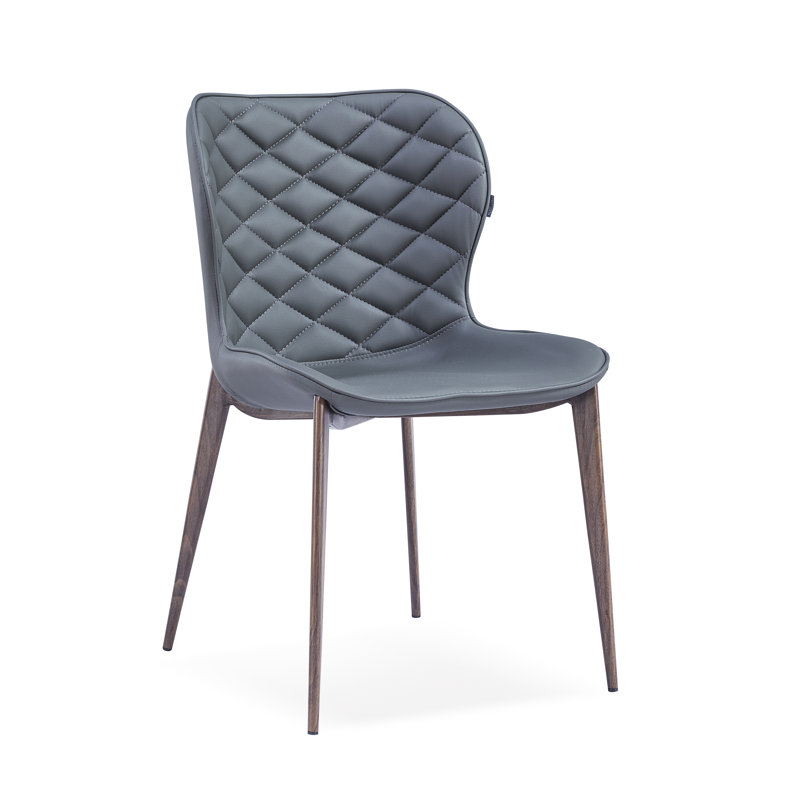 Stacia 18'' H Upholstered Metal Side Chair, Gray, Light Brown