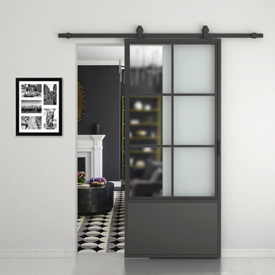 84'' Glass without Installation Hardware Kit Barn Door