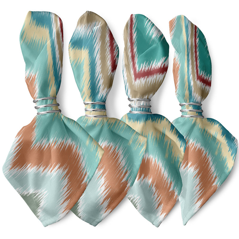 Ensemble de serviettes 4 pièces Ikat-Arina, L 18 po x L 18 po, Jade