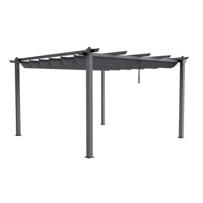 Dakota Fields Polyester Cover Retractable Freestanding Awning