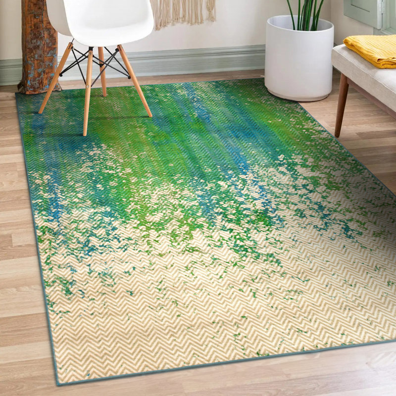 Tapis bleu sarcelle Hazel, Rectangle 5 pi x 7 pi