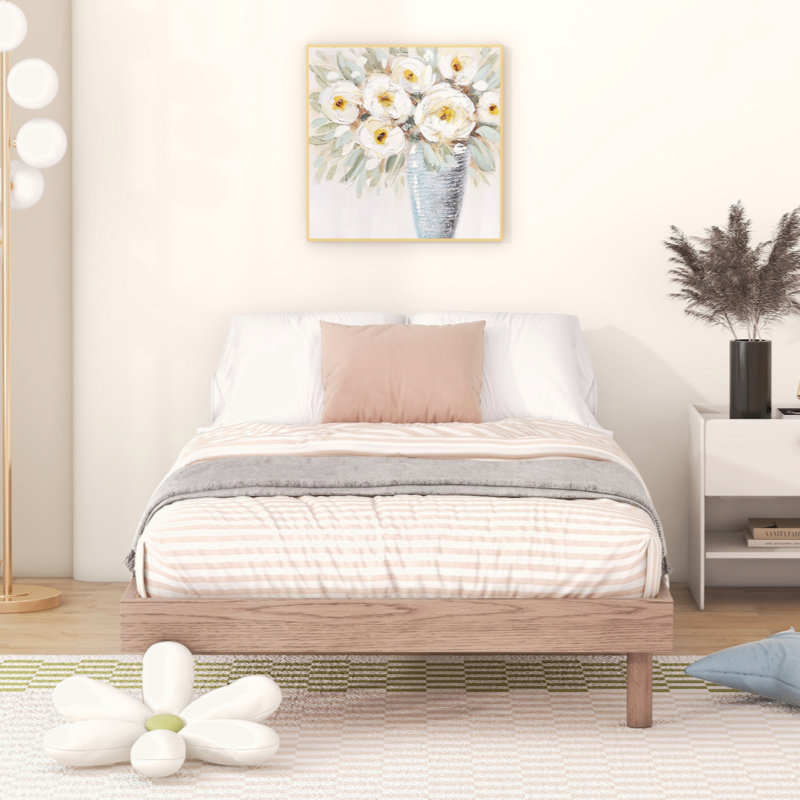 Base de lit plateforme flottante, Noyer, Lit simple