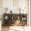 Buffet de 55 po de style rustique avec portes en verre arquées, buffet moderne avec rangement et tablettes réglables, pour la cuisine, le salon et le vestibule-1635706719