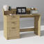 Bureau moderne de 47 po avec tiroirs en rotin, support pour écran et classeur, bureau d'ordinateur avec tablettes pour bureau personnel, naturel