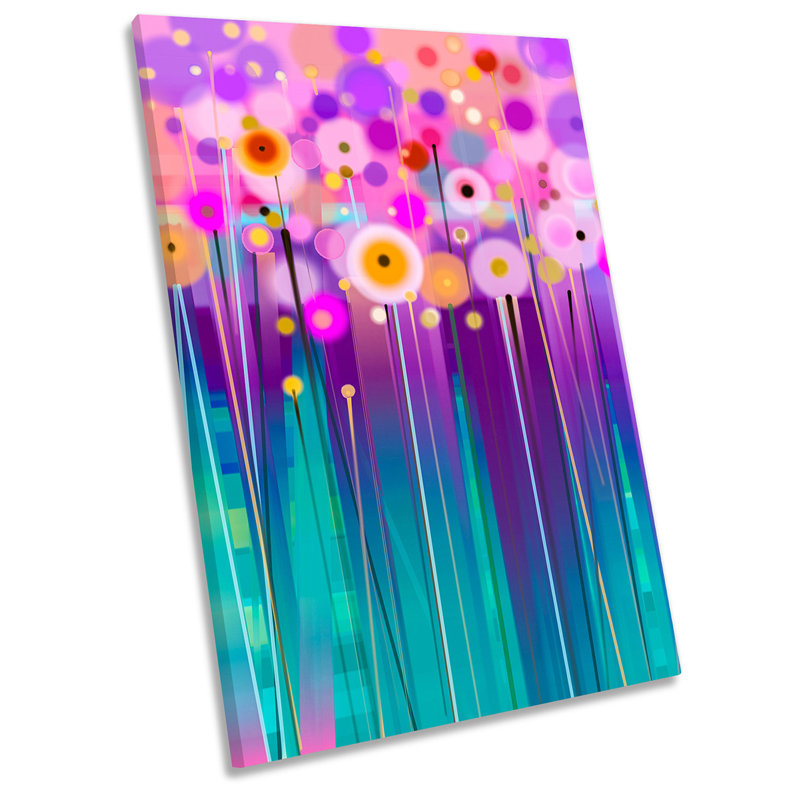 X8265 Pink Modern Floral Flowers - Wrapped Canvas Art Prints, 45.7cm H x 30.5cm W x 2cm D