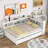 Bed Frame with Built-in L-Shaped Bookshelves & 2 Storage Drawers – Space-Saving Modern Platform Bed, Solid Pine Wood Construction, Minimalist Design-97292216-97292214