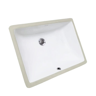 Lavabo de salle de bain encastré Fixturedisplays® 20 x 14,5 pouces, lavabo simple rectangulaire contemporain en céramique blanche avec trop-plein 18731