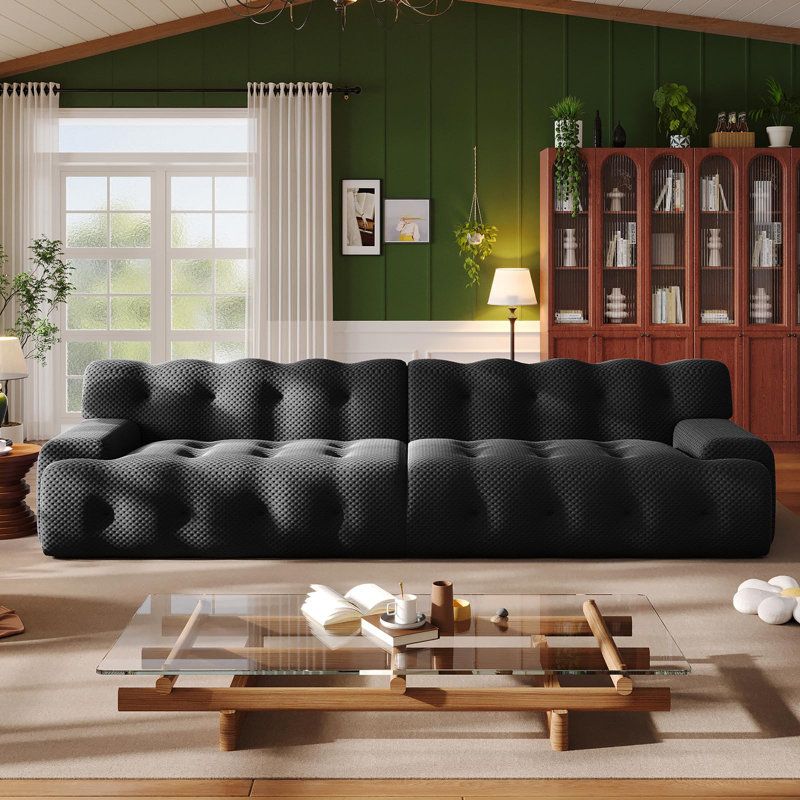 Canapé modulaire rembourré 118 pièces 2 pièces pour salon 118 po, Noir