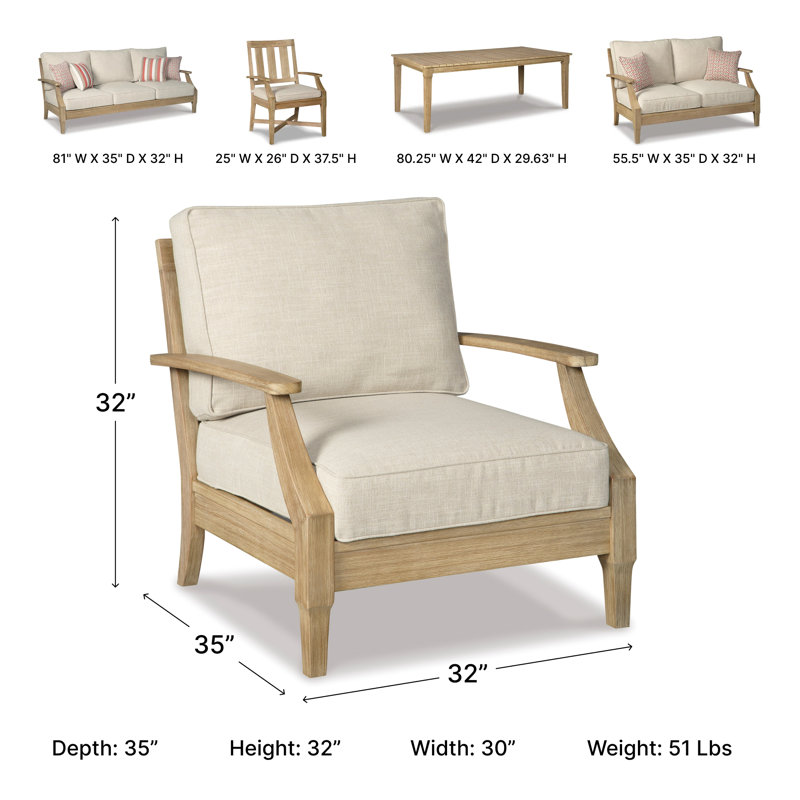  Arikka Eucalyptus Outdoor Lounge Chair
