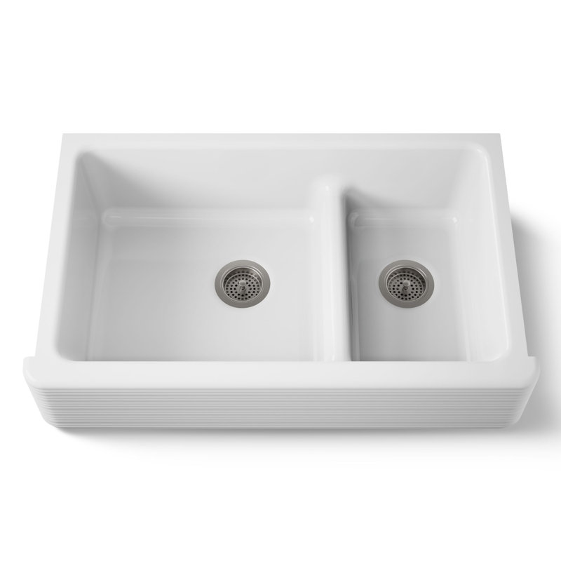 Évier de cuisine encastrable double L 35,69 po x l 21,56 po avec tablier haut Whitehaven®