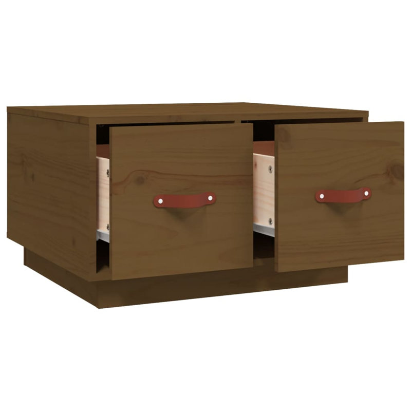 Solid Wood Solid Coffee Table with Storage, Honey Brown