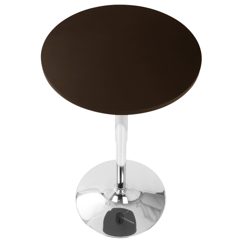 Table haute réglable Coveney, Brun, Chrome chrome