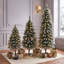 3-Piece Pre-Lit Artificial Pencil Christmas Tree Set, Snow-Tipped PVC Holiday Trees with 8 Lighting Modes