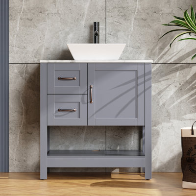 Meuble-lavabo simple 30 po avec comptoir en marbre