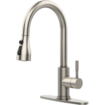 Robinet d'évier, robinet de cuisine en nickel brossé avec douchette rétractable, robinet commercial moderne