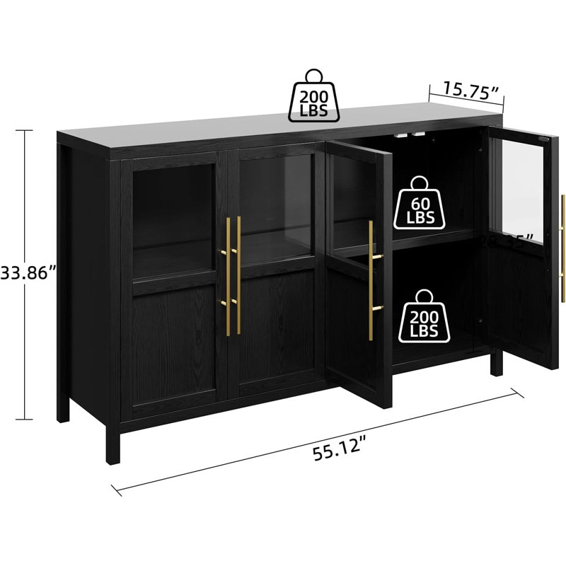 Storage Cabinet With Glass Doors,multifunctional Accent Storage Cabinet Table