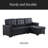 84"W Black Vegan Leather Modern Reversible Sleeper Sectional Sofa With Storage Chaise