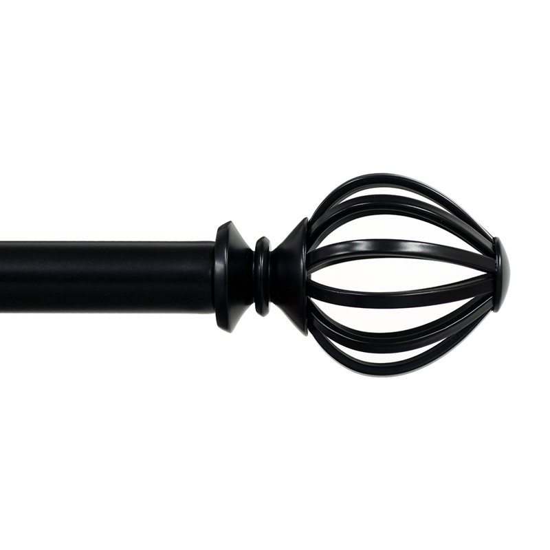 Opas Steel Adjustable Single Curtain Rod, Black