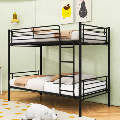 Cadre de lit superposé simple en métal avec échelle et rangement spacieux sous le lit