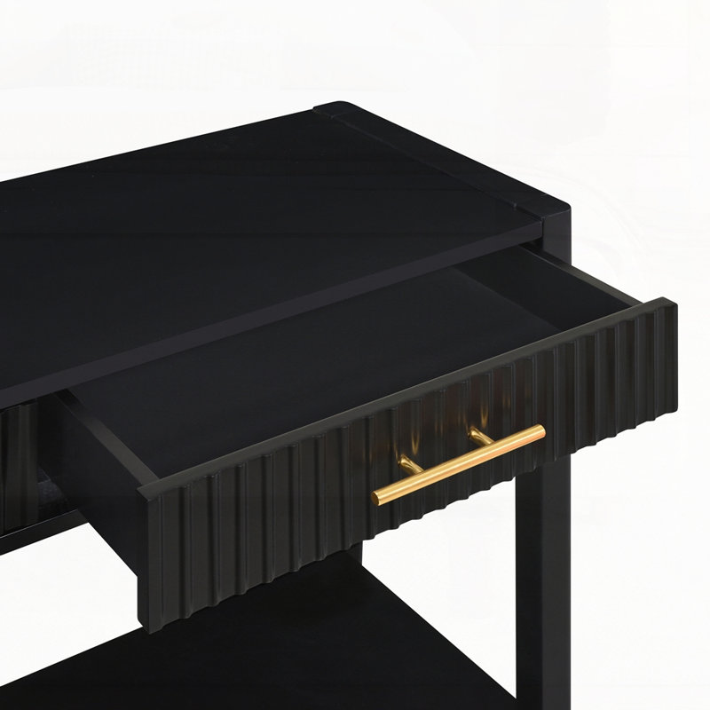 Console moderne à trois tiroirs avec une surface spacieuse et un design ondulé élégant pour les entrées