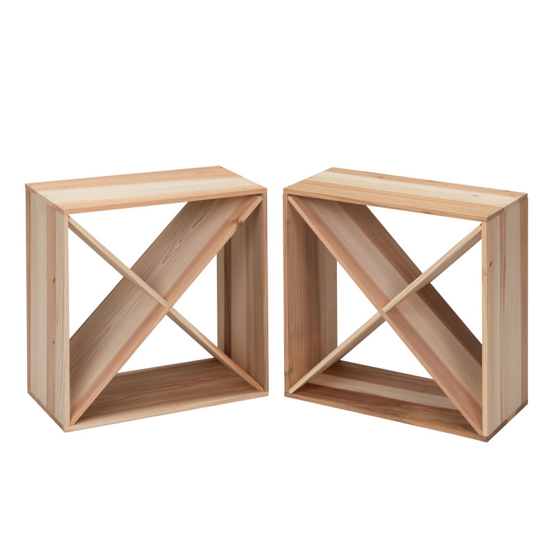  2 Pack Dakhari  24  Solid Wood Floor Stackable Red Wine Rack