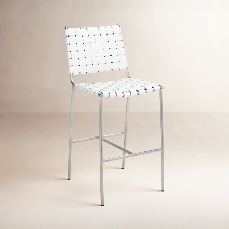 Tabouret de comptoir 26 po Cass, Argent, Blanc