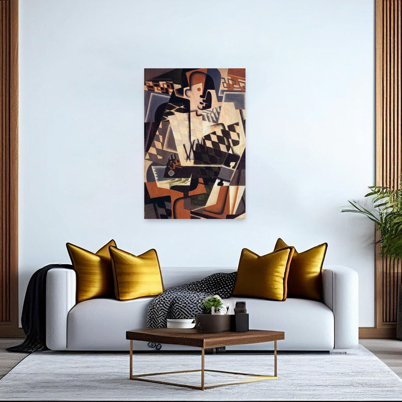 Arlequin à la guitare, 1917 - Estampe d'art mural abstraite contemporaine, 60" H x 40" W