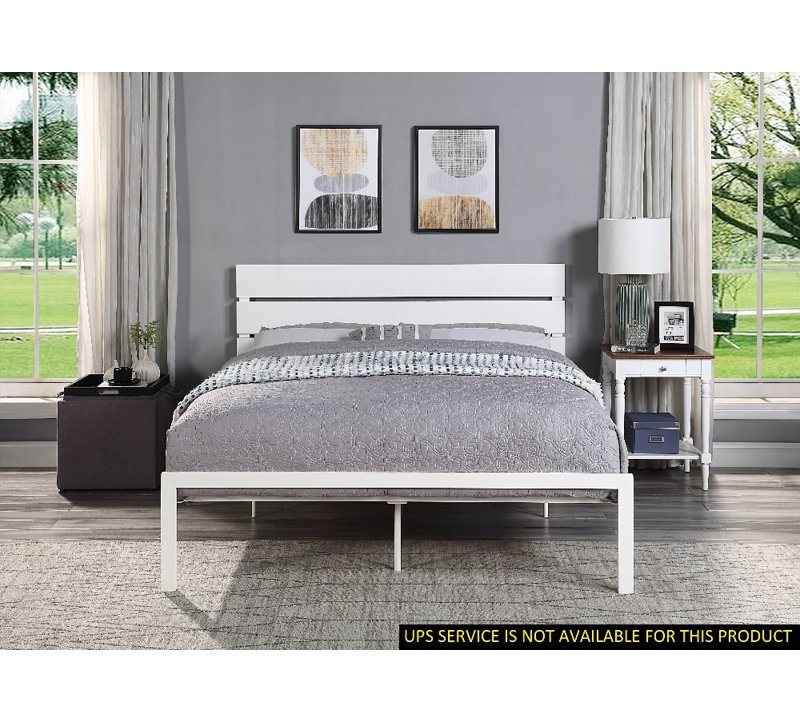 Cadre de lit moderne grand - 81,75 po x 63,75 po x H 39,5 po, aucun sommier tapissier requis, lit plateforme en métal pour la chambre à coucher