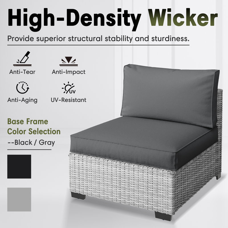No-Assembly Chairs,4-Person Patio Furniture Set Durable Wicker Outdoor Sectional Seating Group Outdoor Conversation Sofa With Waterproof Furniture Cover & Included Blue Cushion Covers