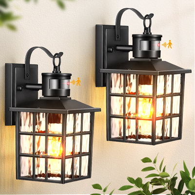 2 Pack Motion Sensor Outdoor Lights, Oil Rubbed Bronze Dusk to Dawn Wall Lights Lantern