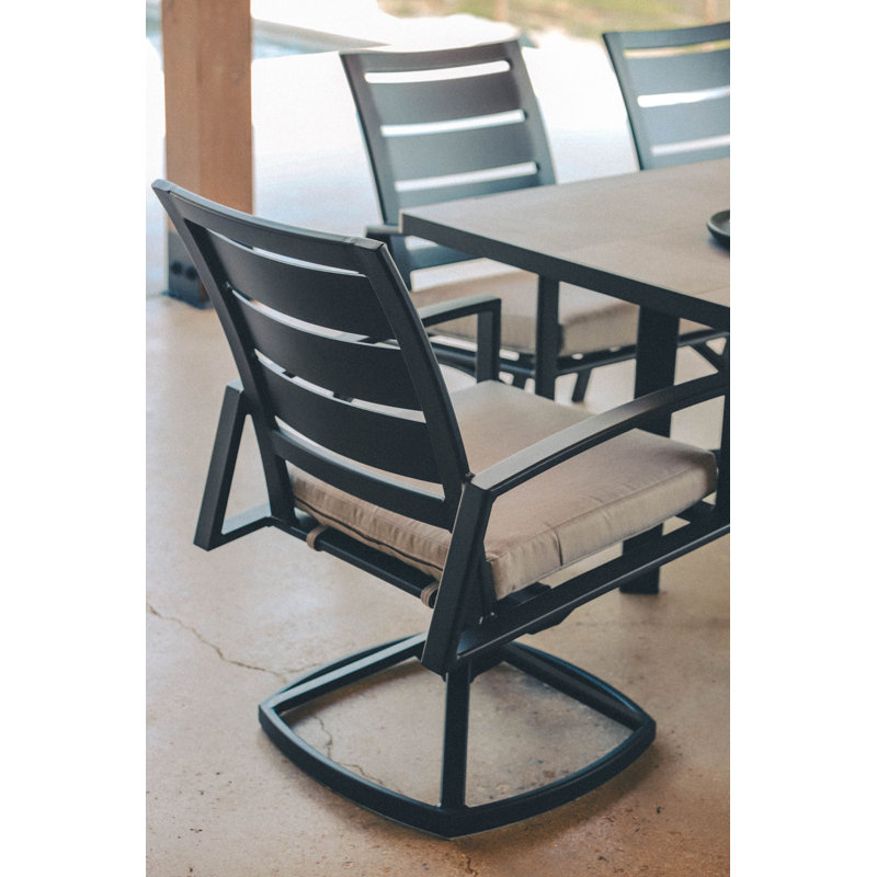 Arc Outdoor Dining Armchair, Graphite, Alcazar Redwood
