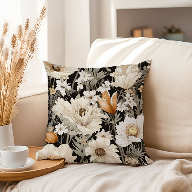 Floral Pillow Cover, 18"H x 18"W